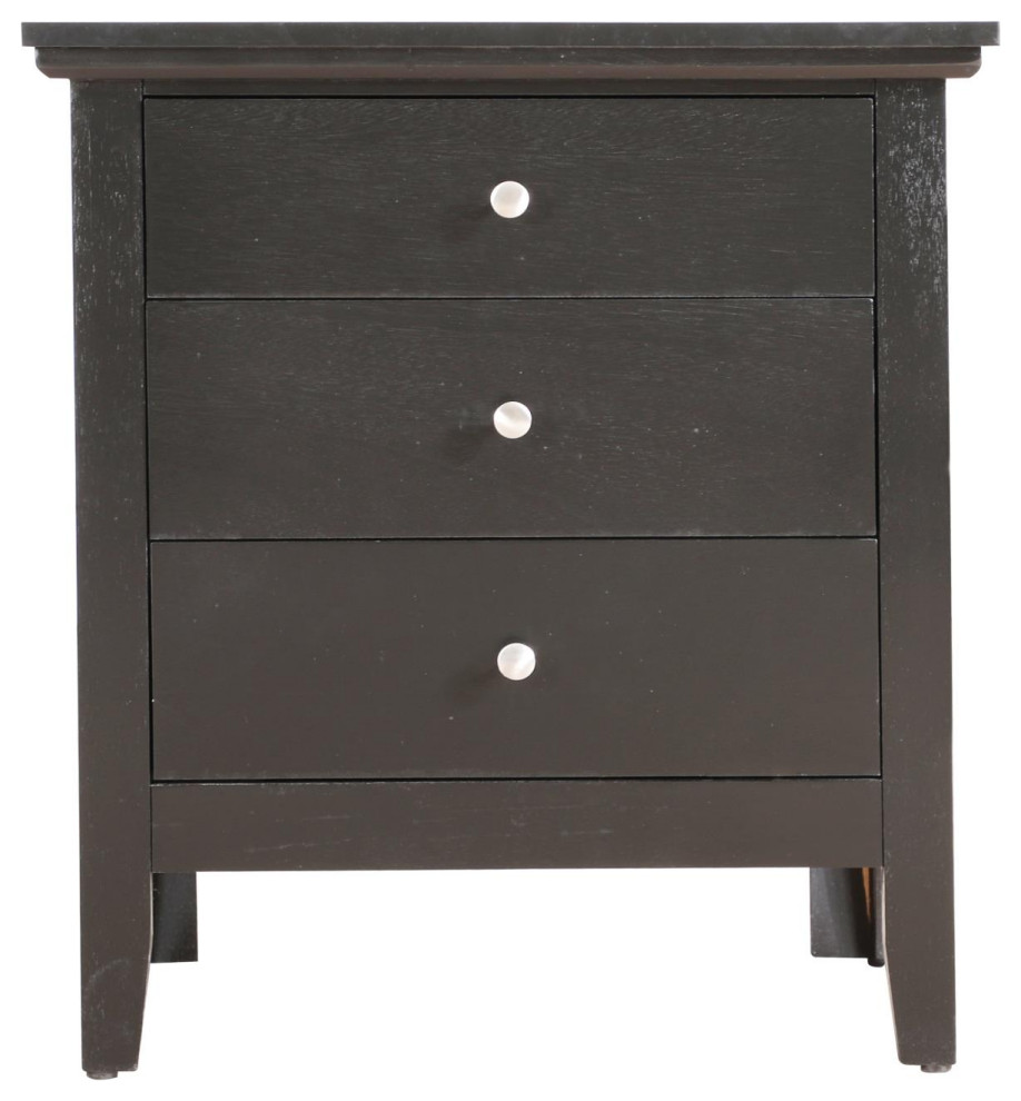 Passion Furniture Hammond 3Drawer Black Nightstand PFG5450N