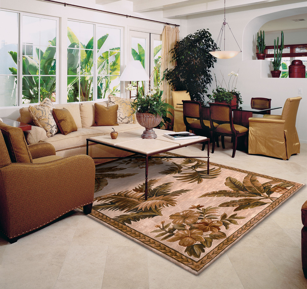 Sparta 3133 Ivory Tropical Oasis Rug, 2'6"x10' Runner Tropical Hall And Stair Runners by
