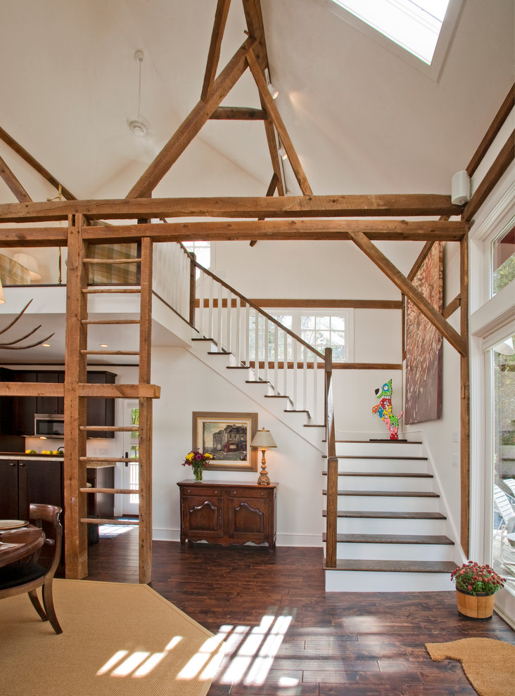 Inspiration for a large country wood l-shaped staircase in Philadelphia.