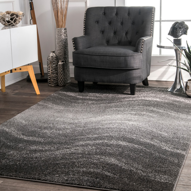 Contemporary Ombre Waves Polypropylene Rug Area Contemporary Ombre Waves Polypropylene Rug Gray