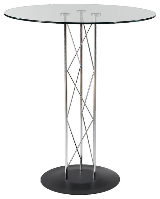 Trave - B Bar 32in. Table - Clear Glass/Chrome/Black