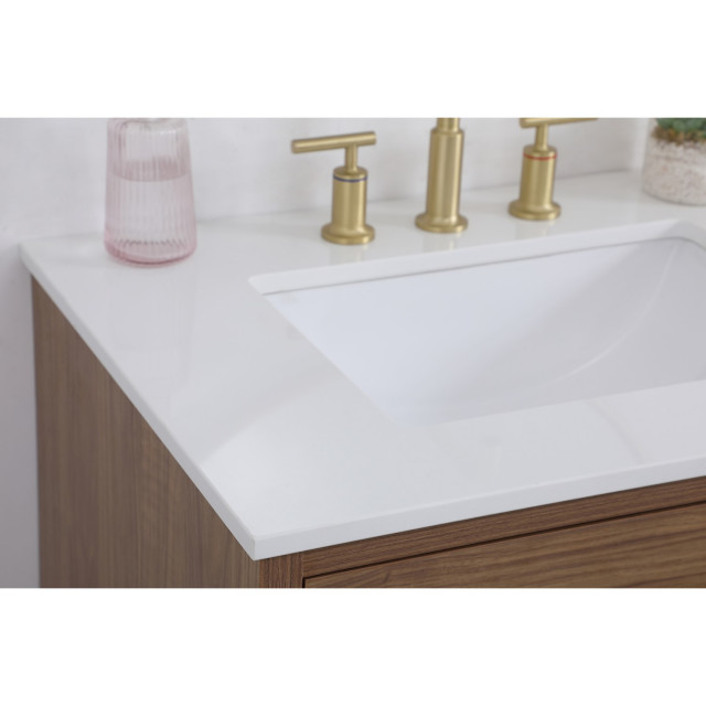 30 Inch Bathroom Vanity In Walnut Brown - Midcentury - Bathroom Vanities And Sink Consoles - by ...