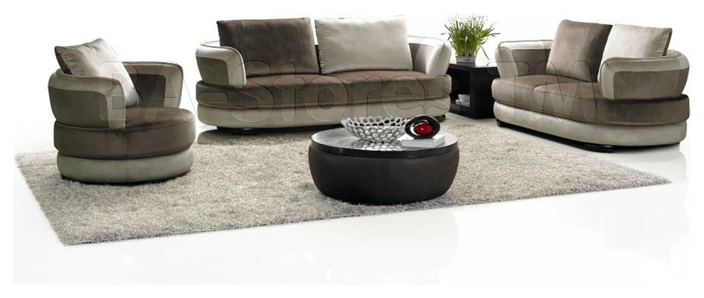 Multi Toned Brown Microfiber Sofa Set (Sofa, Loveseat and Chair) - VIG Furniture