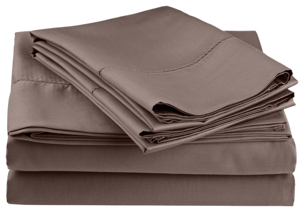 600 Thread Count King Sheet Set (Fagotting) Cotton Rich - Chocolate, Grey