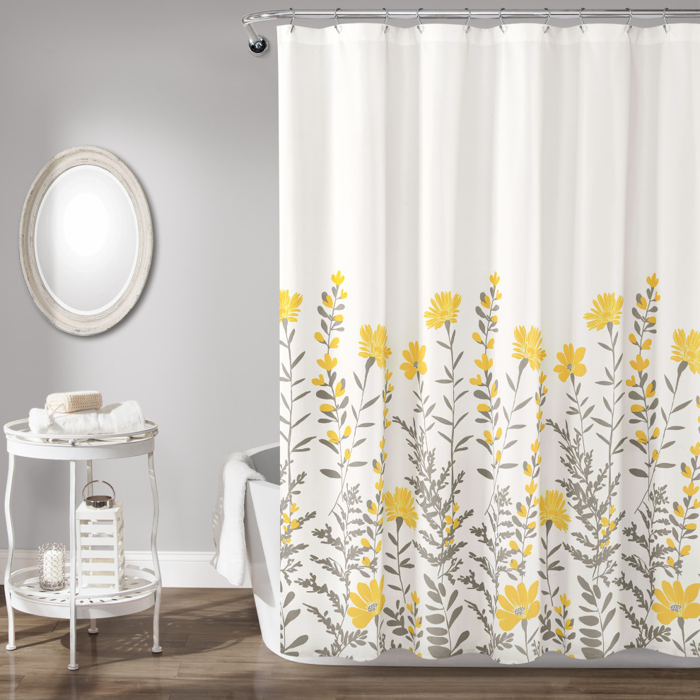 Aprile Shower Curtain Yellow/Gray Single 72X72, 72" x 72