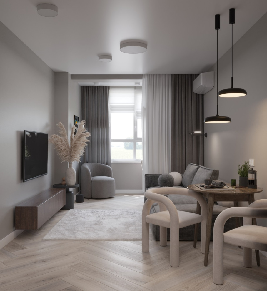 Дизайн интерьера кухни-гостиной № 19