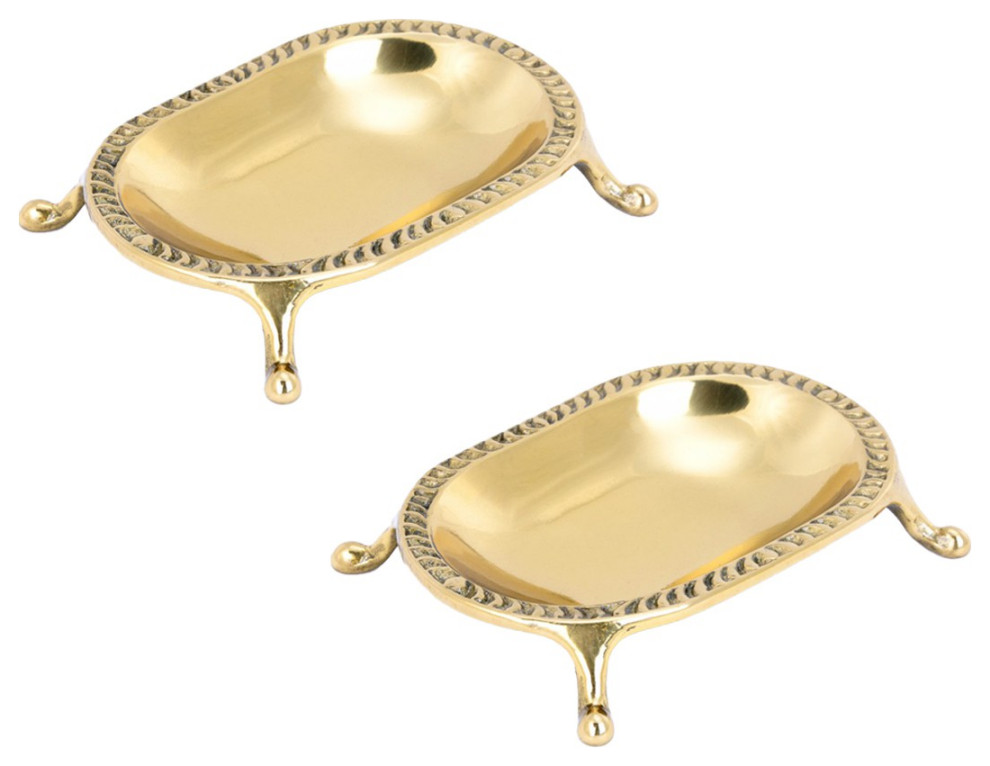 2 Vintage Freestanding Brass Soap Dishes Clawfoot Tub Style Bathtubs