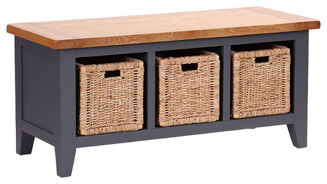 3-Basket Storage Bench - Coastal - Accent & Storage Benches - by Besp