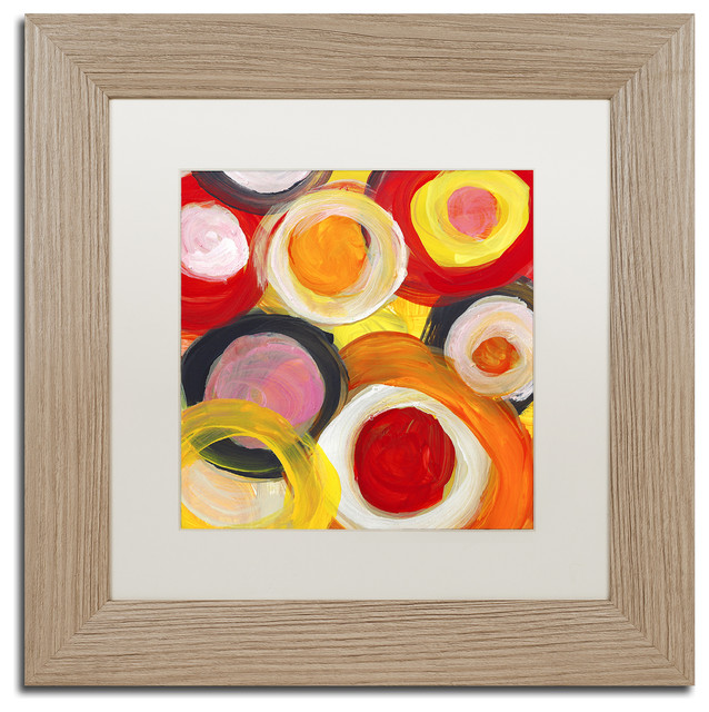Trademark Fine Art 'Colorful Abstract Circles Square 2' Matted Framed