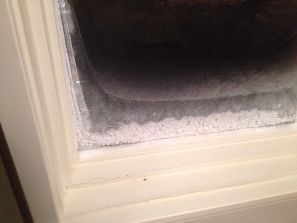 Condensation freezing inside windows