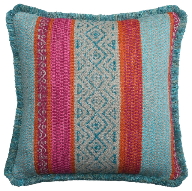Decorative Blue Handwoven Throw Pillow | Andrew Martin Pampas