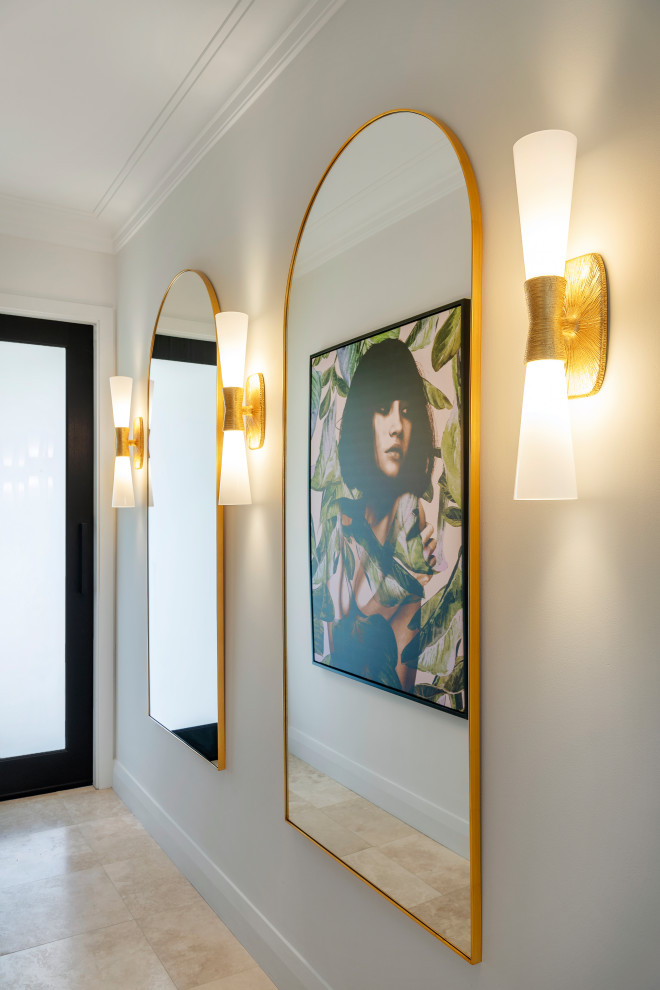 Photo of an expansive contemporary hallway in Perth with white walls.
