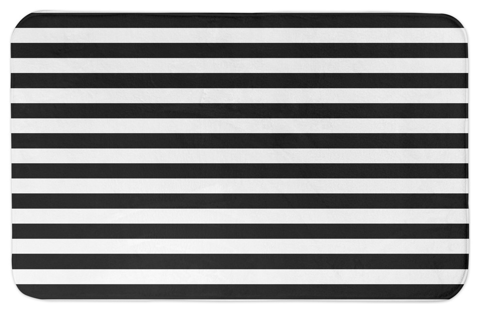 Black And White Stripes 34x21 Bath Mat, Black And White Striped Bathroom Rug