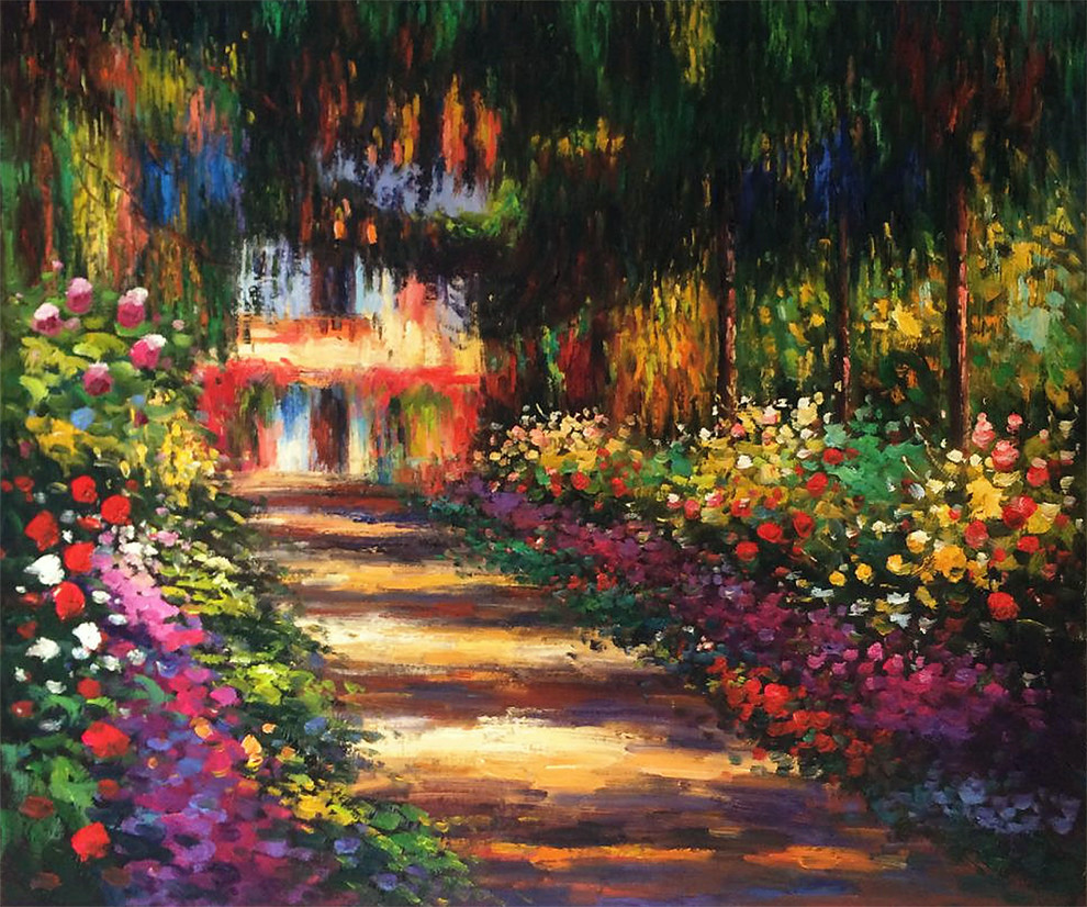 Giverny Farmhouse Paintings, Monet Painting Garden Path At Giverny