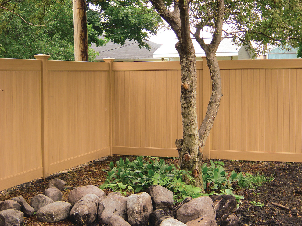 Natural Cedar Vinyl Privacy Fence Exterior by Ply Gem
