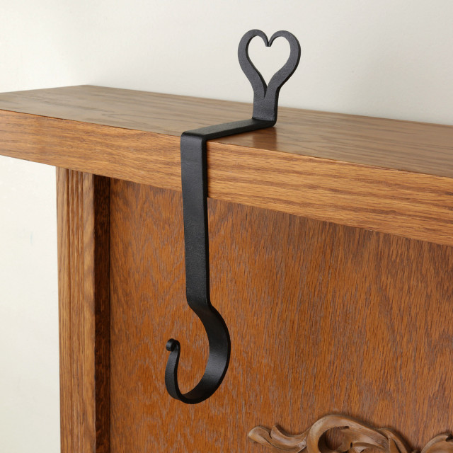 Christmas Stocking Holder Hanger 10" H Black Wrought Iron Decorative