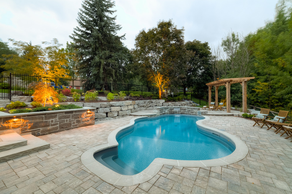 Inspiration for a contemporary custom-shaped pool in Toronto.