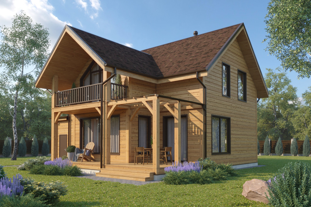 Деревянный дом с гаражом