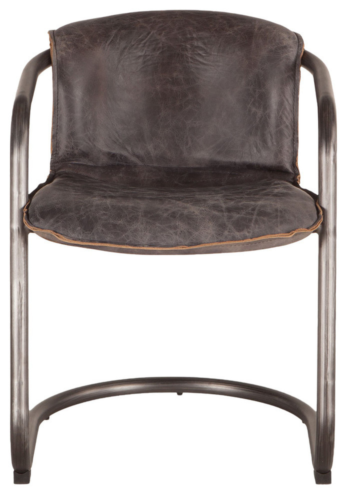 The Frisco Dining Chair, Ebony, Leather, Set of 2