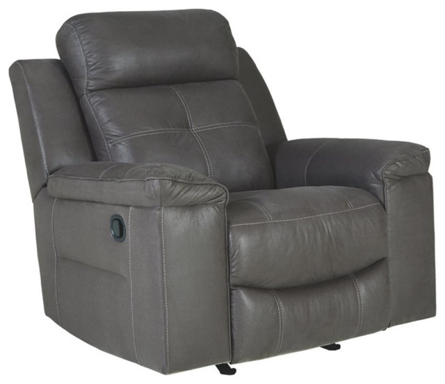 Bowery Hill Contemporary Upholstered Recliner in Dark Gray Finish