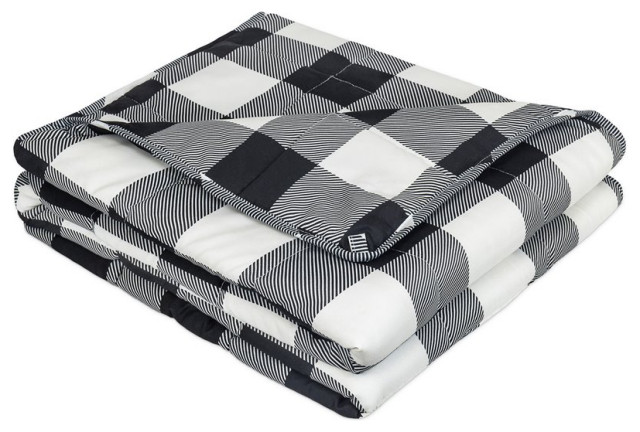 Safdie & Co. 48x72" Printed Microfiber Weighted Blanket in White and Black