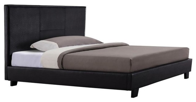 Contemporary Upholstered Bed, Black