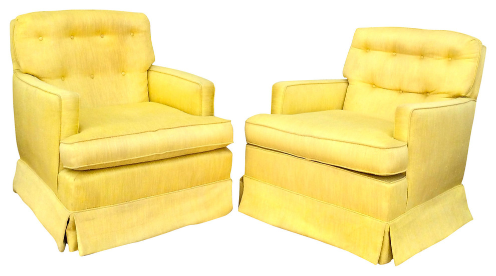 1960s Yellow Swivel Club Chairs