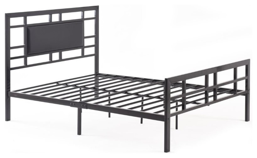Hodedah Complete Metal Full Size Bed in Black