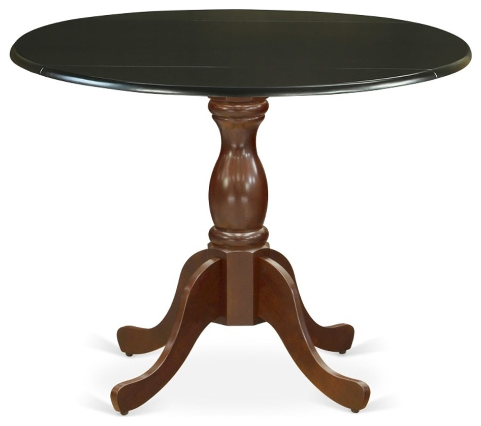 DSTBMATP Kitchen Table Black Table Top and Mahogany Pedestal Leg Finish Traditional