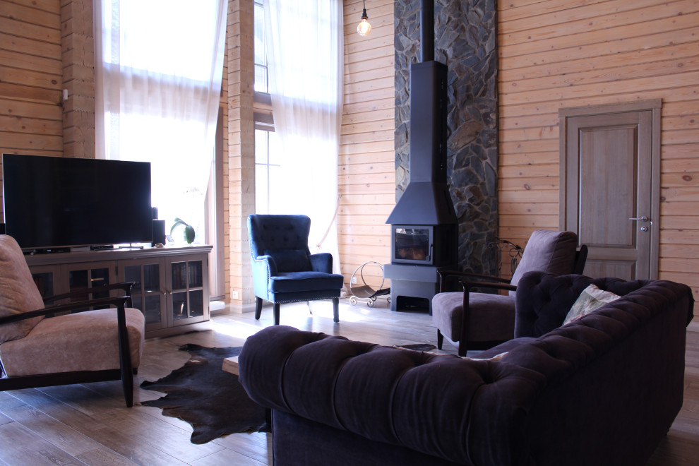 Дом из бруса в стиле шале.