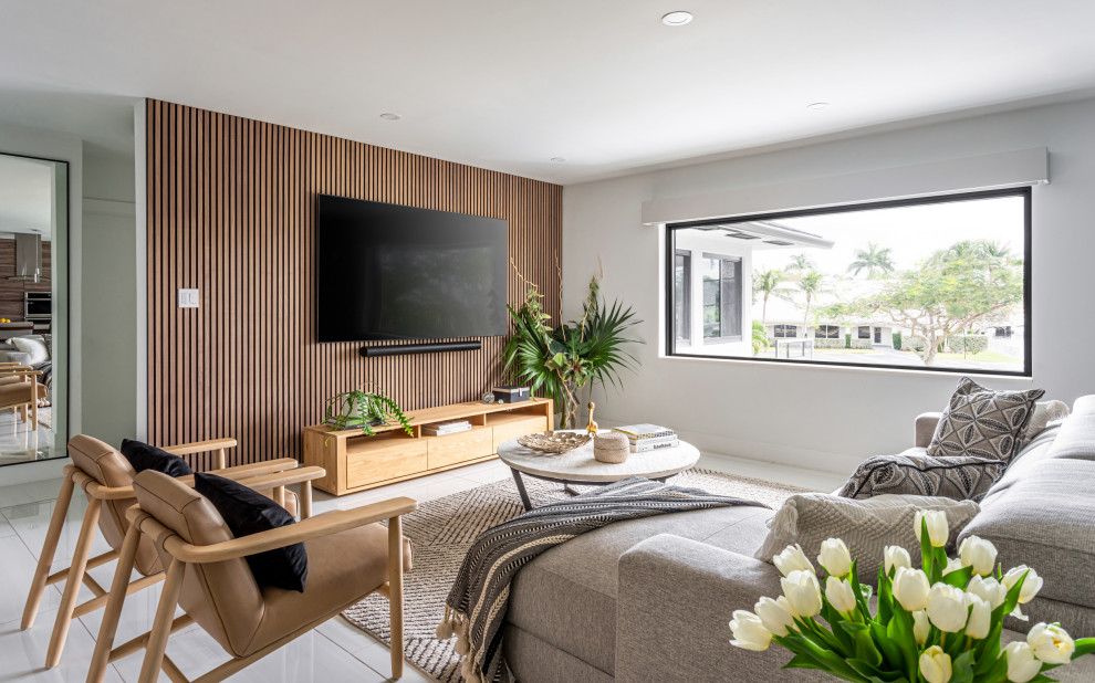 Trendy family room photo in Miami