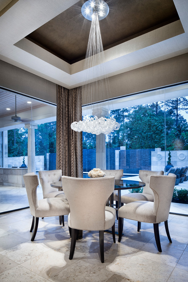 Example of a large transitional kitchen/dining room combo design in Houston