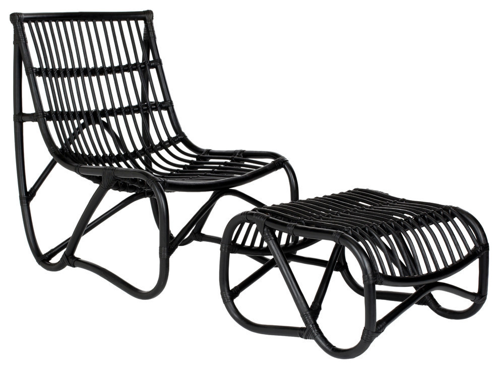 Safavieh Shenandoah Indoor-Outdoor Chair & Ottoman Set, Black
