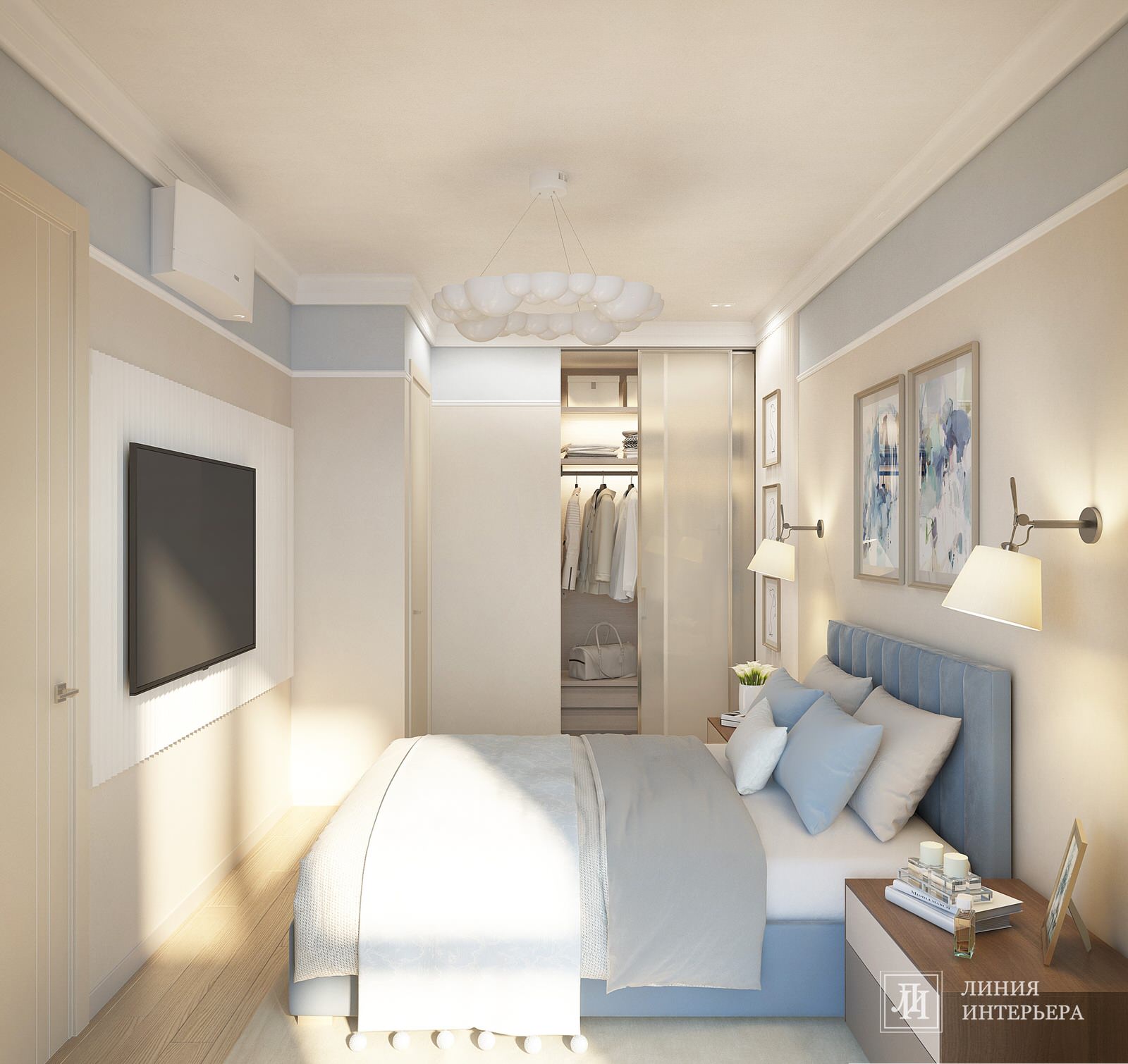 Современный интерьер однокомнатной квартирыспальняспальня интерьер