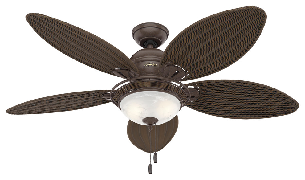 Hunter Fan Company 54" Caribbean Breeze Weathered Bronze Ceiling Fan With Light