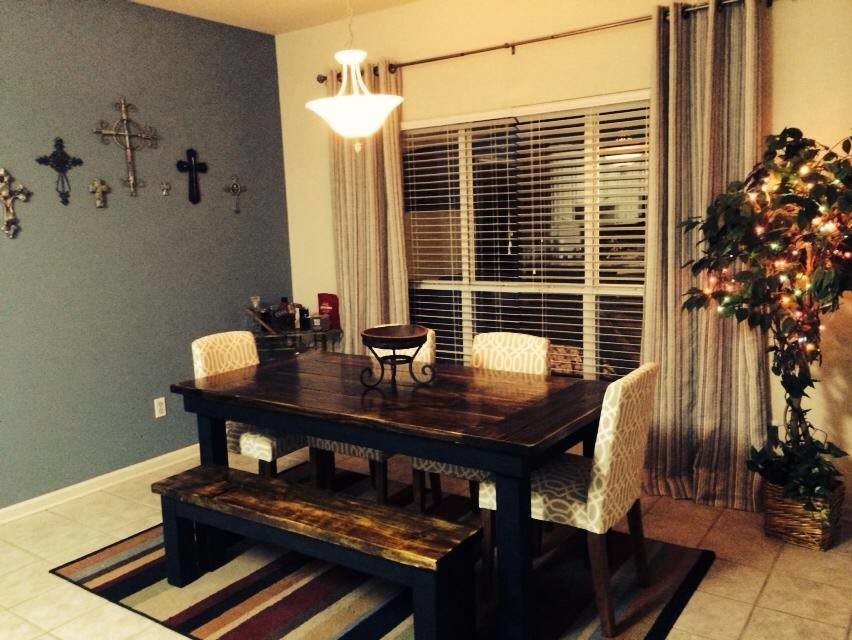 James 6 Farmhouse Table In Vintage Dark Walnut Stain With Vintage Dark Walnut Stain