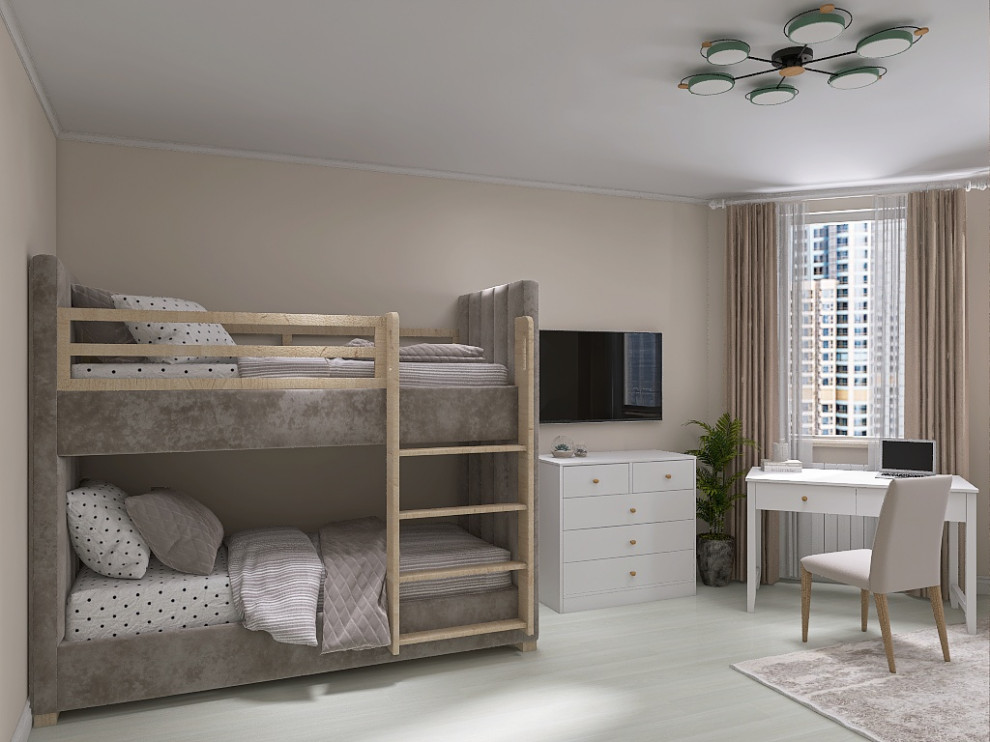 Проект жилой комнаты для мамы с двумя детьми