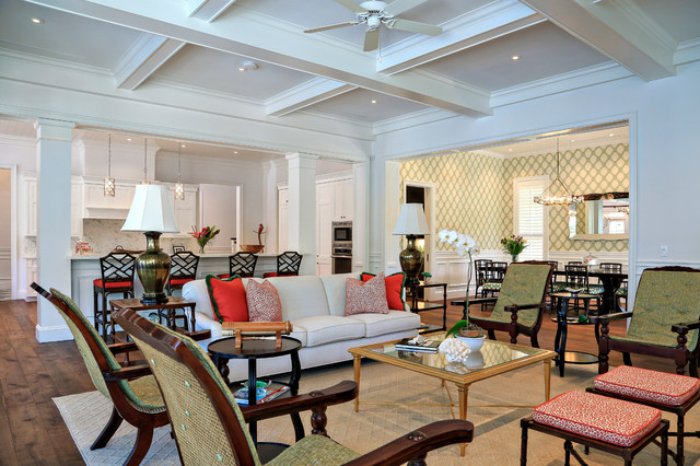 Florida Courtyard Home tropical-living-room
