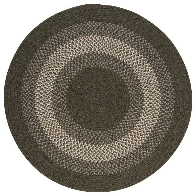 North Ridge Bordered Indoor Rug Rustic Farmhouse Wool NG49, 6'x6' Round ...
