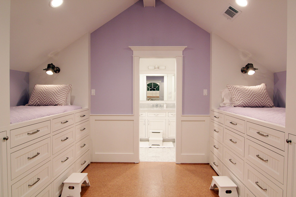 Photo of a traditional kids' room in Houston with cork floors.