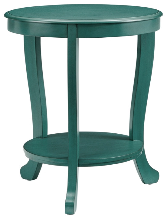 Powell Merce Wood Accent Side Table in Teal Blue Contemporary Side