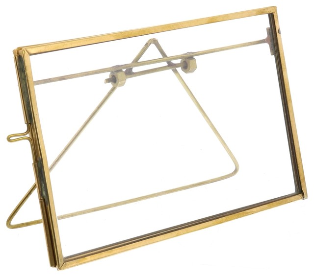 Minimalist Brass Gold Picture Frame 4x6 Glass Metal Classic Horizontal Photo