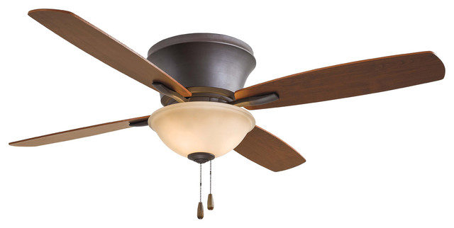 Flush Mount Ceiling Fan Oil Rubbed Bronze With Tea Stain Glass