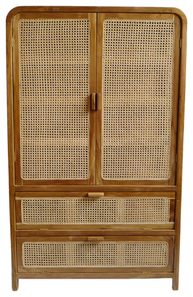 Retro Teak and Cane Armoire Tropical Armoires And Wardrobes by Design Mix Furniture Houzz