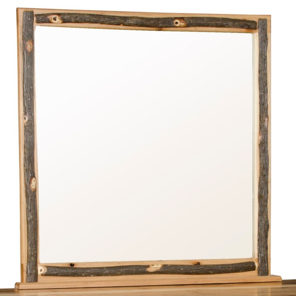 Hickory Log Mirror, Single Rustic Wall Mirrors by Furniture Barn