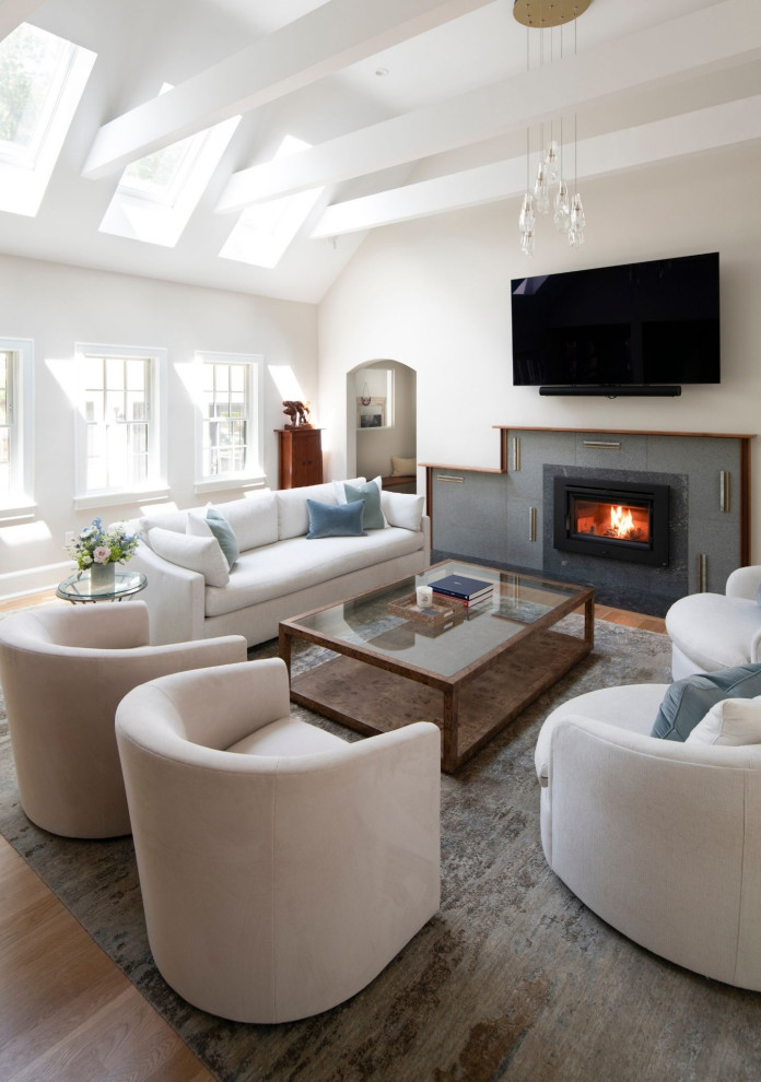 Inspiration for a country family room remodel in Boston