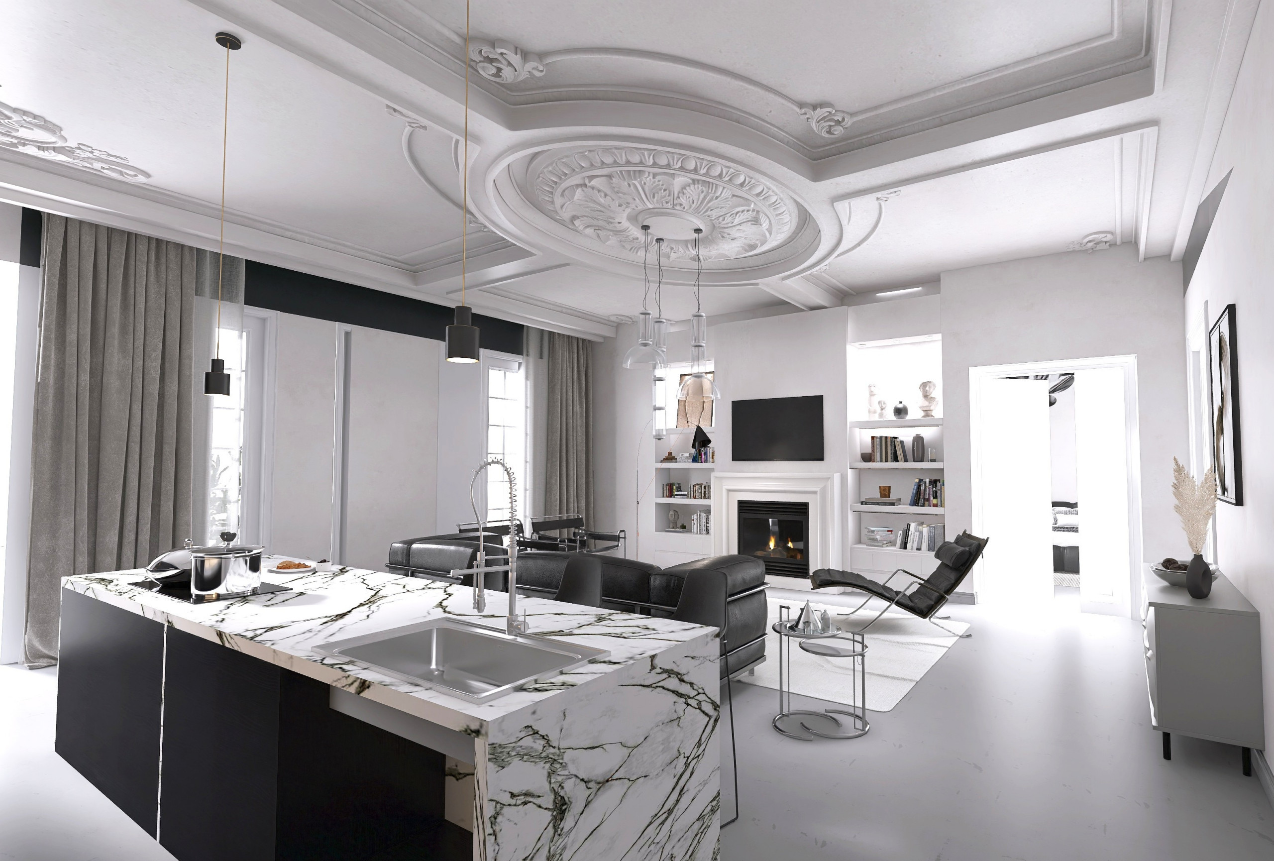 Open space in stile classico contemporaneo