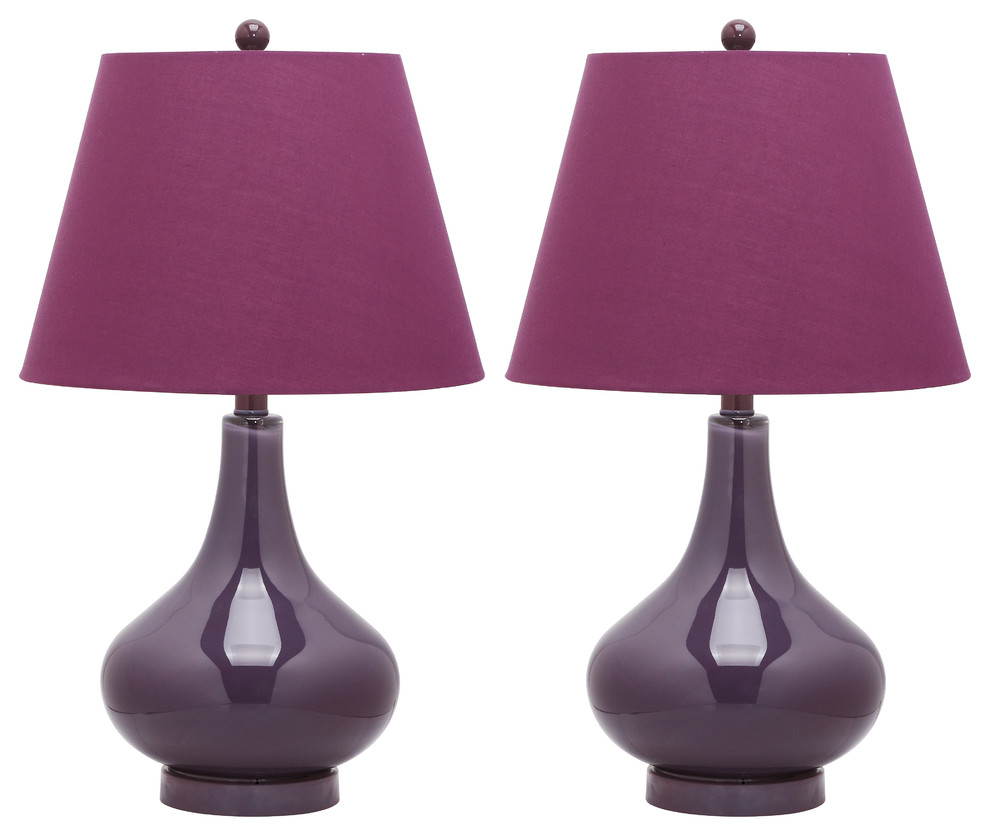 Contemporary Table Lamp in Dark Purple - Set of 2