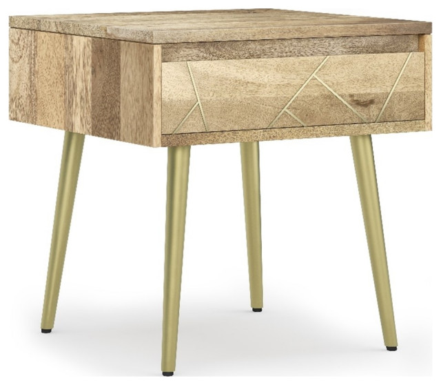 Jager Contemporay 22 inch Wide Metal Side Table in Natural - Midcentury ...