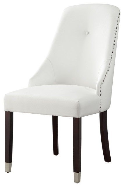 Seth Single Tuft Dining Chair Metal Tip, Black And White Leather Dining Room Chairs
